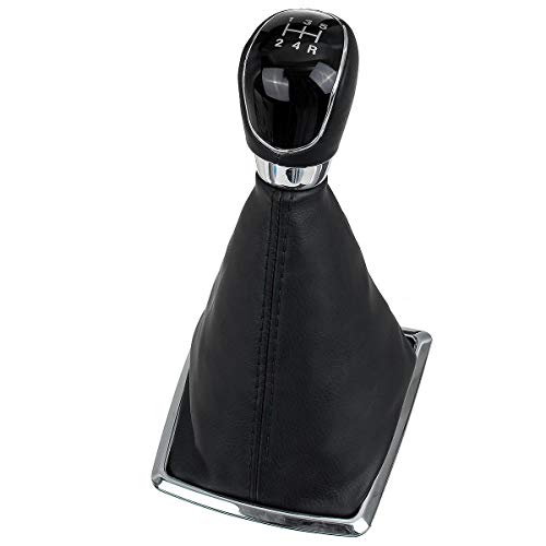 5 velocidades MONTE Perilla de cambio de bastilla de engranajes con cubierta de botas de polvo Accesorios for automóviles for Ford Focus (Color : Black)