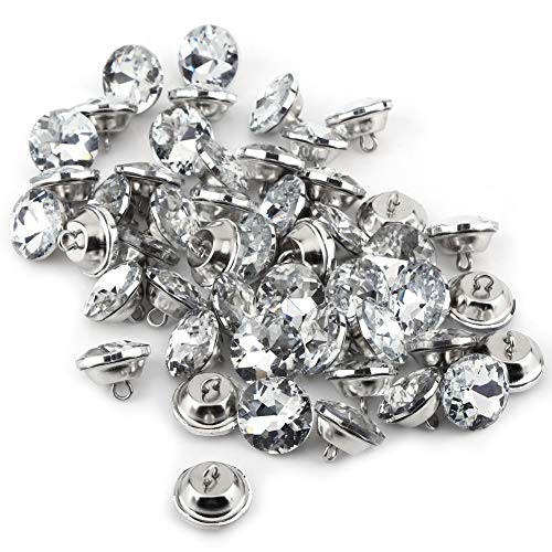 50 botones diamantes imitación, botones crista-l botones brillantes para manualidades tapicería, decoración, botones para coser zapatos sofá cama, vestido boda(20mm)