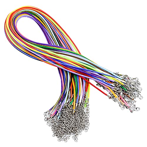 50 Pz Cuerda Collar con Cierre Collares Cordon de Cera Colgantes Cierres Cuerda Collar de Cuentas para Pulsera de Bricolaje Collar Fabricación de Joyas