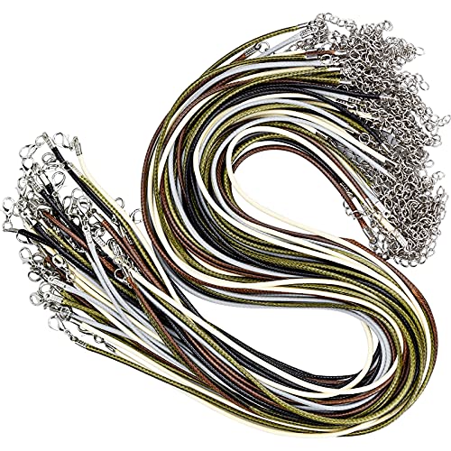 50 Pz Cuerda Collar con Cierre Collares Cordon de Cera Colgantes Cierres Cuerda Collar de Cuentas para Pulsera de Bricolaje Collar Fabricación de Joyas