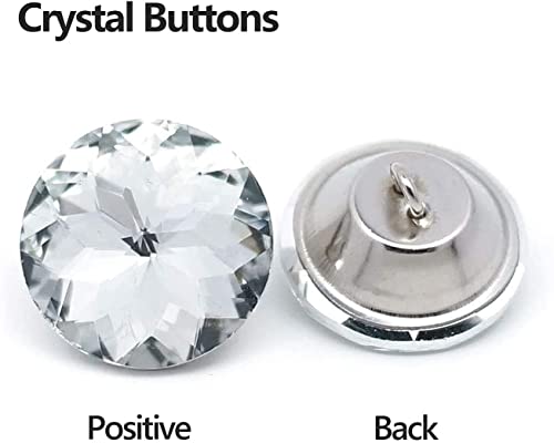 50Pcs Botones de Cristals para Coser Diamantes de Imitación, Cierre Transparente con Botones de Bucle de Metal, para Coser, Tapicería de Sofá, Manualidades Decoración, Fabricación de Joyas(20mm)