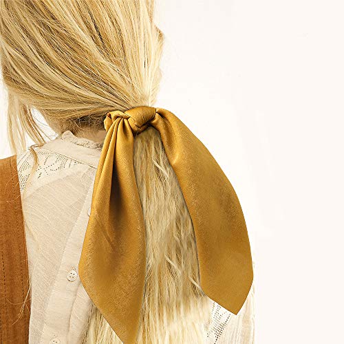 8pcs Gomas para el pelo de gasa Bowknot Banda de pelo de seda satinada Accesorios para el cabello con soporte de cola de caballo elástico para mujeres Niñas (Colores profundos)