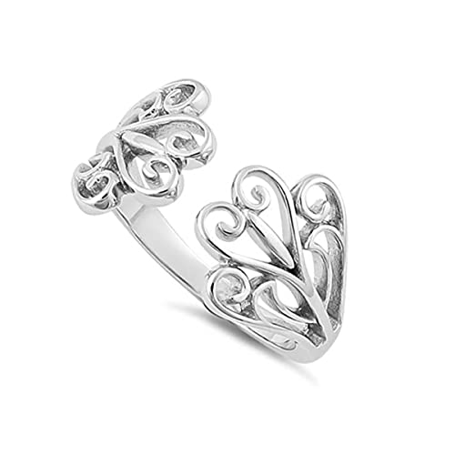 925 plata esterlina floreciente hecho a mano Art Deco abatible anillo joyería de las mujeres (9.5)