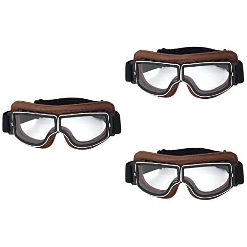 ABOOFAN Gafas de equitación de invierno Gafas de esquí Snowboard Motocicleta Gafas de sol Gafas de sol (marco marrón y gafas transparentes)