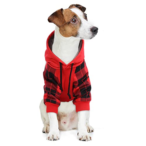 Abrigo cálido con capucha para perro, para mascotas, ropa para mascotas, ropa de invierno, abrigo con capucha, ropa para perros (S, rojo)