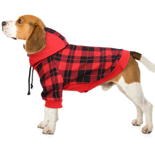 Abrigo cálido con capucha para perro, para mascotas, ropa para mascotas, ropa de invierno, abrigo con capucha, ropa para perros (S, rojo)