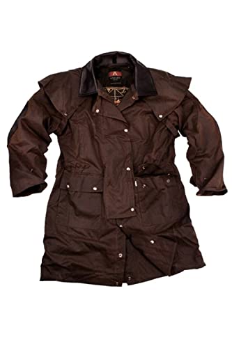 Abrigo de cera LongRider de estilo australiano, 3 en 1, color negro con forro interior adicional., marrón, L