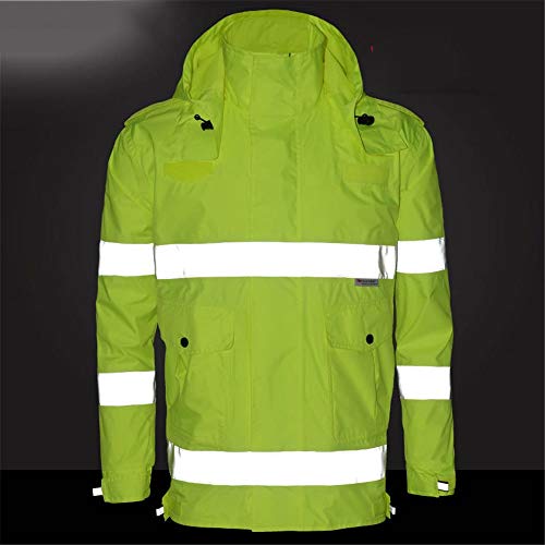 Abrigo de chaqueta de seguridad HI VIS Chaqueta reflexiva de alta visibilidad traje impermeable para montar a caballo transpirable Ropa de trabajo ( Color : Fluorescent yellow , Size : L )