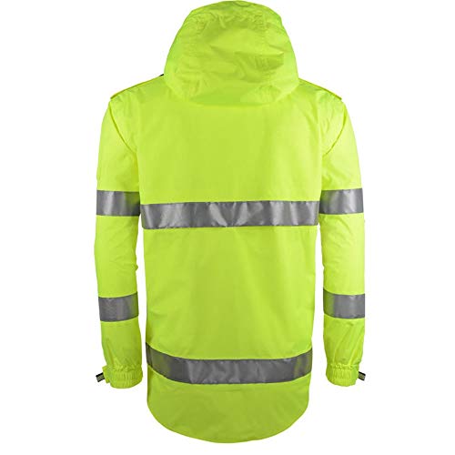 Abrigo de chaqueta de seguridad HI VIS Chaqueta reflexiva de alta visibilidad traje impermeable para montar a caballo transpirable Ropa de trabajo ( Color : Fluorescent yellow , Size : L )