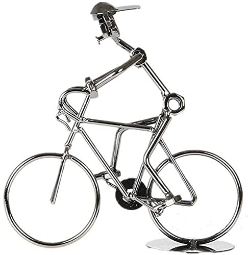 Abstracto único estatua escultura creativa hogar decoración creativa metal bicicleta escultura ciclista figurilla bicicleta jinete estatua bicicleta racer mano soldadura oficina decoración artesanía r