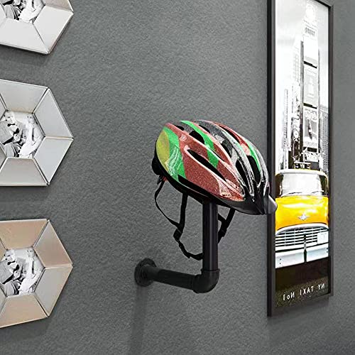 Accesorios de motocicleta Soporte para casco de chaqueta Soporte para colgar en la pared, estante multifuncional, tubo de metal y madera marrón montado en la pared sombrero y peluca titular