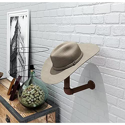 Accesorios de motocicleta Soporte para casco de chaqueta Soporte para colgar en la pared, estante multifuncional, tubo de metal y madera marrón montado en la pared sombrero y peluca titular