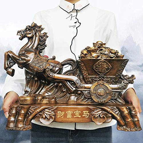 Accesorios decorativos Una estatua de caballo del zodiaco chino con una base, resina adornos de carruaje tirados por caballos, familia feng shui artesanía de la sala de estar decoración de la sala de