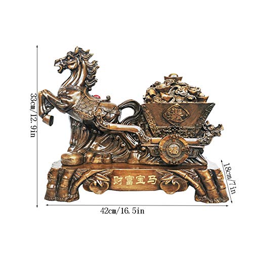 Accesorios decorativos Una estatua de caballo del zodiaco chino con una base, resina adornos de carruaje tirados por caballos, familia feng shui artesanía de la sala de estar decoración de la sala de