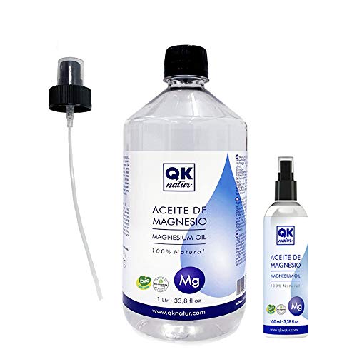 Aceite de Magnesio 100% Puro- Certificado BIO - pack Ahorro de 1000ml +100ml + Dosificador Spray - Ideal para Deportistas, Articulaciones, Relajación Muscular