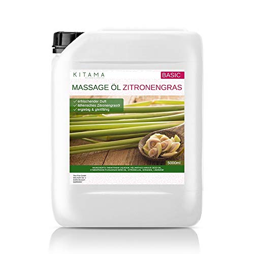 Aceite MyThaiMassage para masaje con aroma de limoncillo 5 litros (5000 ml) – Aceite aromático para Thai Massage Wellness Spa