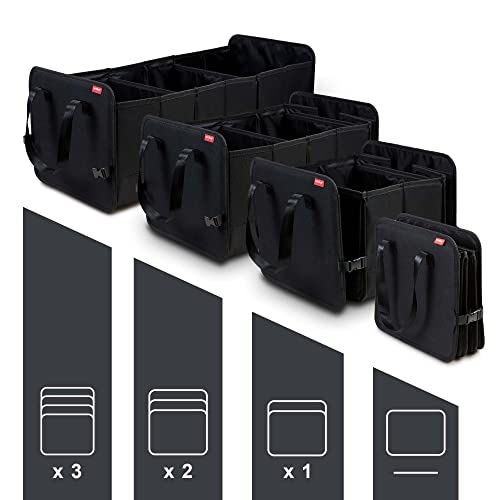 achilles Vario-Box Cesta plegable para el coche Cesta de la bolsa del maletero de tamaño ajustable con cierre en el fondo Cesta plegable grande-caja Negra 72x33x30cm
