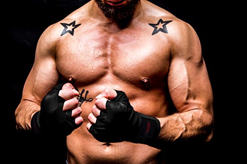 ActiveVikings Vendas de boxeo de 4 m con cierre de velcro, ideales para cualquier tipo de deportes de lucha, kickboxing, Jiu Jitsu Muay-Thai MMA (negro)