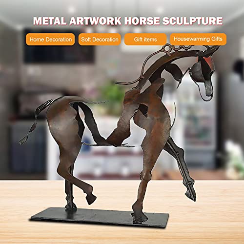 ACUYE Escultura de caballo de metal Adonis, artesanía moderna hecha a mano en 3D, adornos decorativos de metal, estatua de caballo de vaquero, regalo único para jinete de caballo
