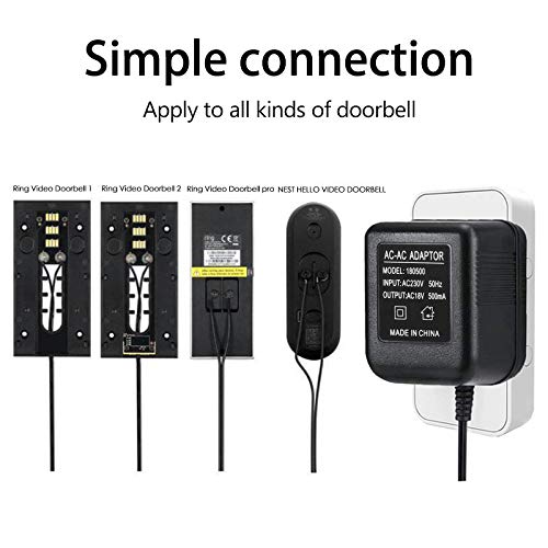 Adaptador de alimentación y cable adaptador de red Smart Home Accesorio compatible para timbre de puerta Door Bell Video 2 Pro (5 m sin gancho)