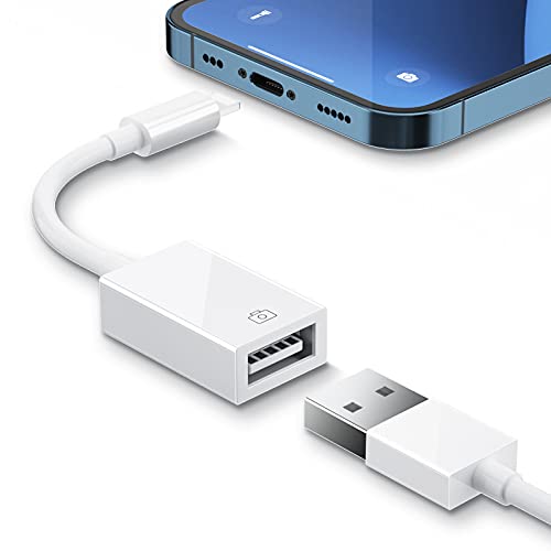 Adaptador de Lightn-ing a USB Cámara, Cdaptador de Cable de Sincronización de Datos OTG Hembra USB 3.0 Compatible con i-Phone /i-Pad, Hubs de Soporte, Teclado MIDI, Mouse, Adaptador USB Ethernet