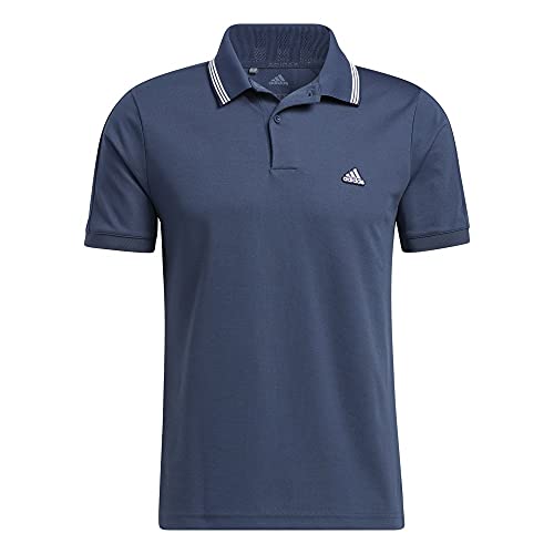 adidas Golf Men's Go-to Pique Primegreen Polo Shirt, Crew Navy/White, Extra Large