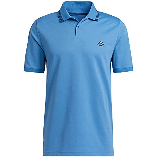 adidas Golf Men's Standard Go-to Primegreen Pique Polo Shirt, Focus Blue/Crew Navy, S