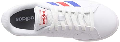 Adidas Grand Court Base, Zapatos de Tenis Hombre, FTWR White Blue Active Red, 42 2/3 EU