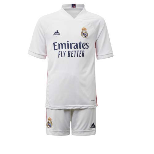 Adidas Real Madrid Temporada 2020/21 Equipación Completa Oficial, Niño, Blanco, 9/10 años