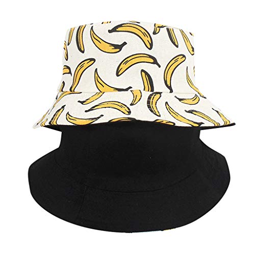 AFFGEQA - Sombrero de pescador con estampado de plátano de doble cara, para mujer, diseño de hip-hop