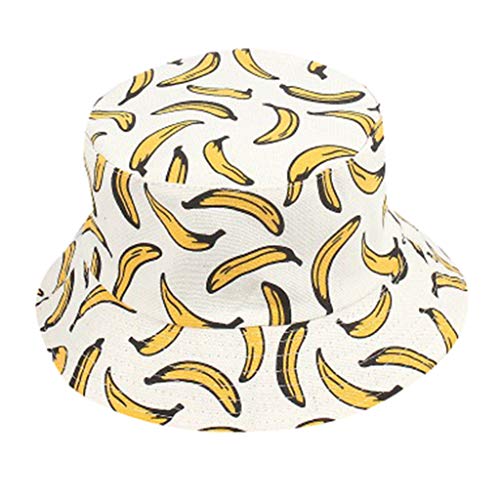 AFFGEQA - Sombrero de pescador con estampado de plátano de doble cara, para mujer, diseño de hip-hop