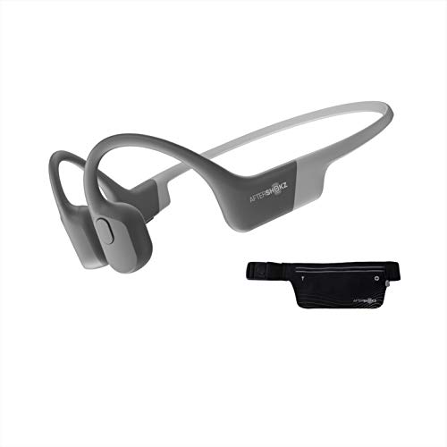 AfterShokz Aeropex, Auriculares Deportivos Inalambricos con Bluetooth 5.0, Tecnología de Conduccion Osea, Diseño Open-Ear, Resistente al Polvo y al Agua IP67, Lunar Grey