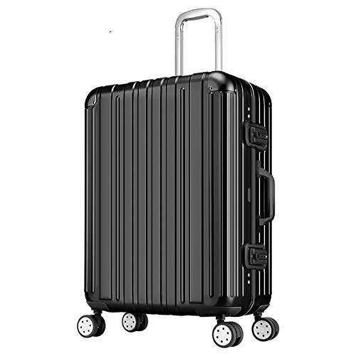 AHJSN Luxury Aluminium Magnesium Alloy Travel Trolley Equipaje Hombres Full Metal Case Business Suitcase On Wheels Mujeres 25"Negro