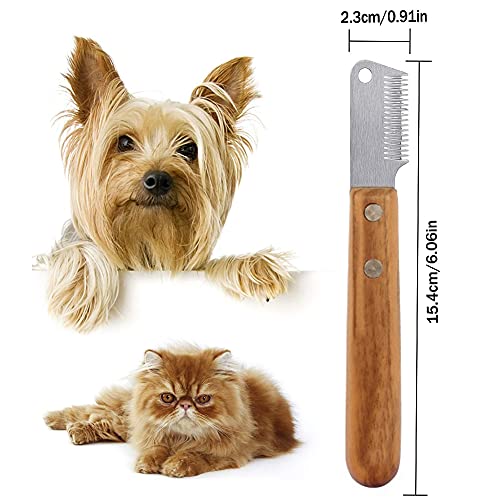 Aidiyapet Cuchillo de pelar profesional para perros, cepillo de herramienta de aseo de mascotas, mango ergonómico de madera (gris)
