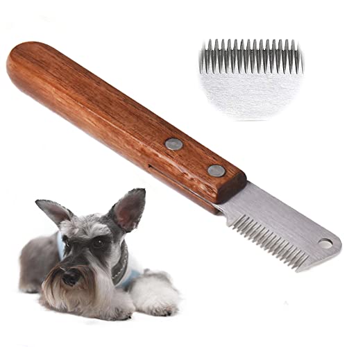 Aidiyapet Cuchillo de pelar profesional para perros, cepillo de herramienta de aseo de mascotas, mango ergonómico de madera (gris)