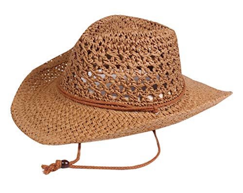 AIEOE - Sombrero de Paja Hombre Mujer Unisex Cowboy Hecho a Mano Traje de Sombrero Vaquero del Sol para Playa Verano Gorra de Jazz Western Hat