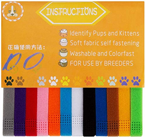 AIEX 12 Piezas Colores Surtidos Collares de Identificación de Cachorros Collares Cachorro Perro Recién Nacido Banda de Gatitos Ajustable Collar de Identificación para Mascotas