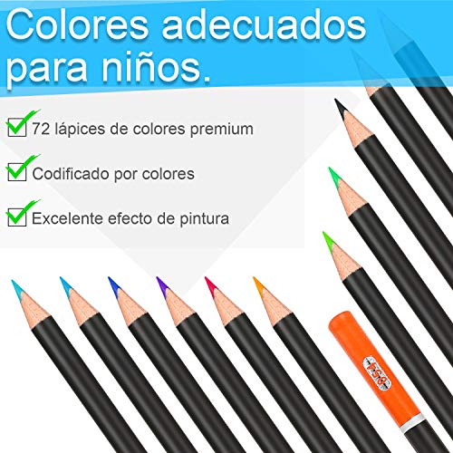 AIQIANXIN 72 Lápices de Colores 72 Colores Únicos para Libro de Colorear para Adultos para Artistas Adultos y Niños