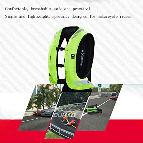 Airbag Chaleco Protector del De La Motocicleta Reflectante Airbag Gilet Adecuado para Motocicletas Y Vehículos Todo Terreno,Verde,Resistente Al Desgaste Y Resistente Al Desgarro