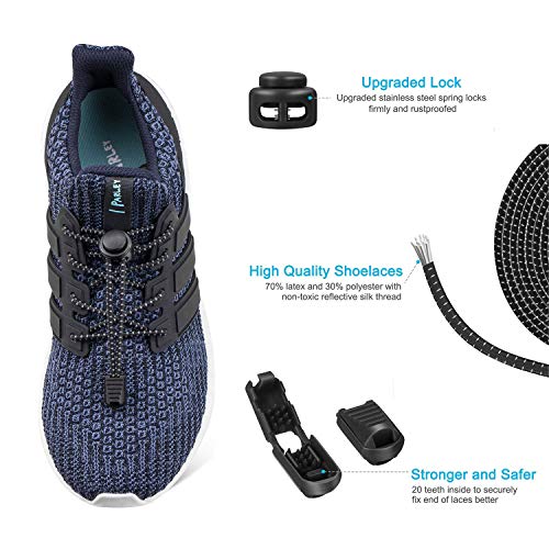 AIXMEET Cordones Elásticos para Zapatillas, 5 Pares Cordones de Zapatos para corredores, los mayores, los niños o para personas con movilidad reducida(Negro, Blanco, Gris, Azul, Amarillo)