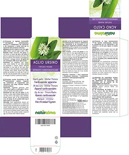 Ajo de oso (Allium ursinum) hojas y bulbos Tintura Madre sin alcohol Naturalma | Extracto líquido gotas 100 ml | Complemento alimenticio | Vegano