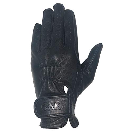 AK Classic - Guantes de equitación de piel de grano completo, tacto suave, color negro, tamaño xx-large