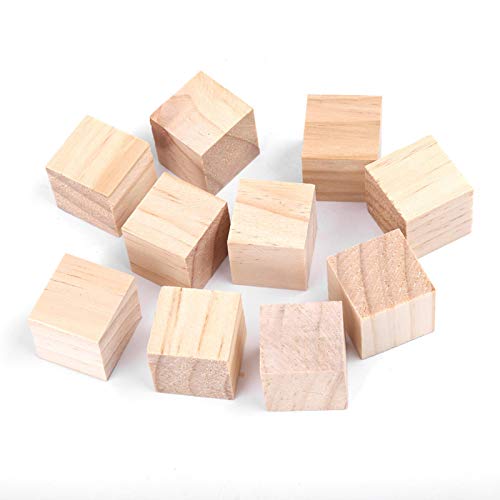 Akozon Cubos de Madera Manualidades Cubos Naturales de Madera de Pino Bloques Cuadrados para DIY Manualidades Fabricación de Rompecabezas(25MM )