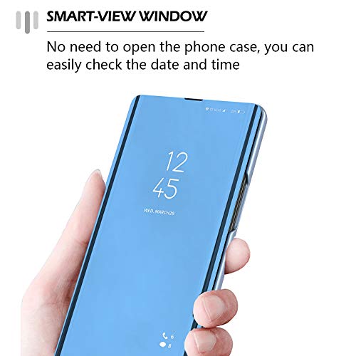 ALAMO Funda de Espejo para el Xiaomi Redmi Note 10 4G / Note 10S, Prima Smart View Carcasa con Clear Ventana - Azul