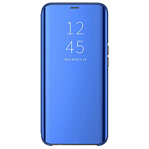 ALAMO Funda de Espejo para el Xiaomi Redmi Note 10 4G / Note 10S, Prima Smart View Carcasa con Clear Ventana - Azul
