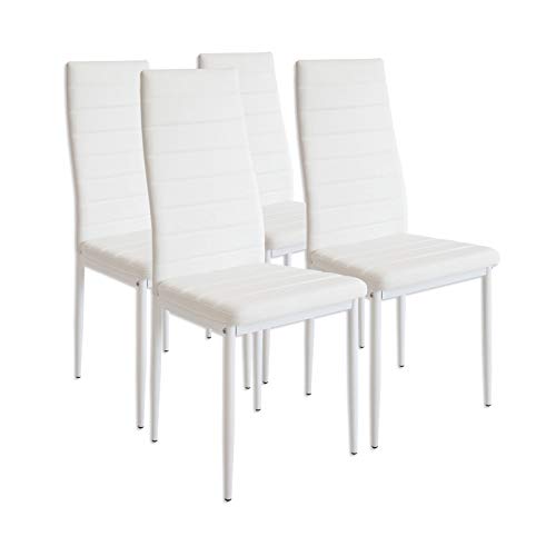 Albatros 2552 MILANO Set de 4 sillas de comedor, blanco