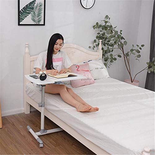 Aleación De Aluminio Mesas De para Ordenador con Panel De Roble Blanco,Altura Ajustable, Ruedas Bloqueables, Plegable,Soportes para Portatiles para Cama Y Sofá Bandeja De Cama para Desayuno Portátil