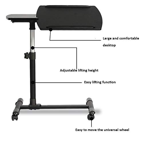 Aleación De Aluminio Mesas De para Ordenador con Panel De Roble Blanco,Altura Ajustable, Ruedas Bloqueables, Plegable,Soportes para Portatiles para Cama Y Sofá Bandeja De Cama para Desayuno Portátil