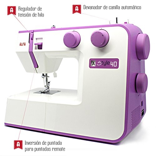 ALFA Máquina de Coser, Style 40, Morada, 31 Puntadas, 30 x 19 x 41 Cm, Accesorios Incluidos