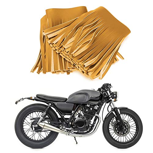 Alforja con flecos, 2 piezas de motocicleta, pedal retro, alforja artesanal, flecos de cuero artificial(Amarillo 3-2-74)